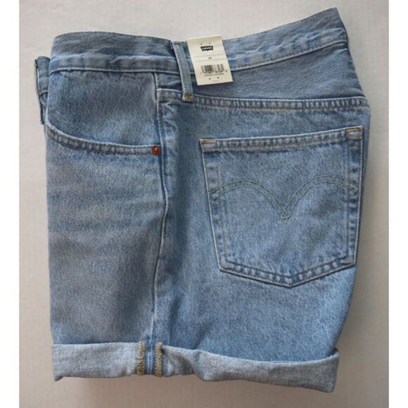 Levi's 501 (299610034) Women's Sz 28 Blue Mid-Rise Rolled Denim Shorts - Picture 6 of 7